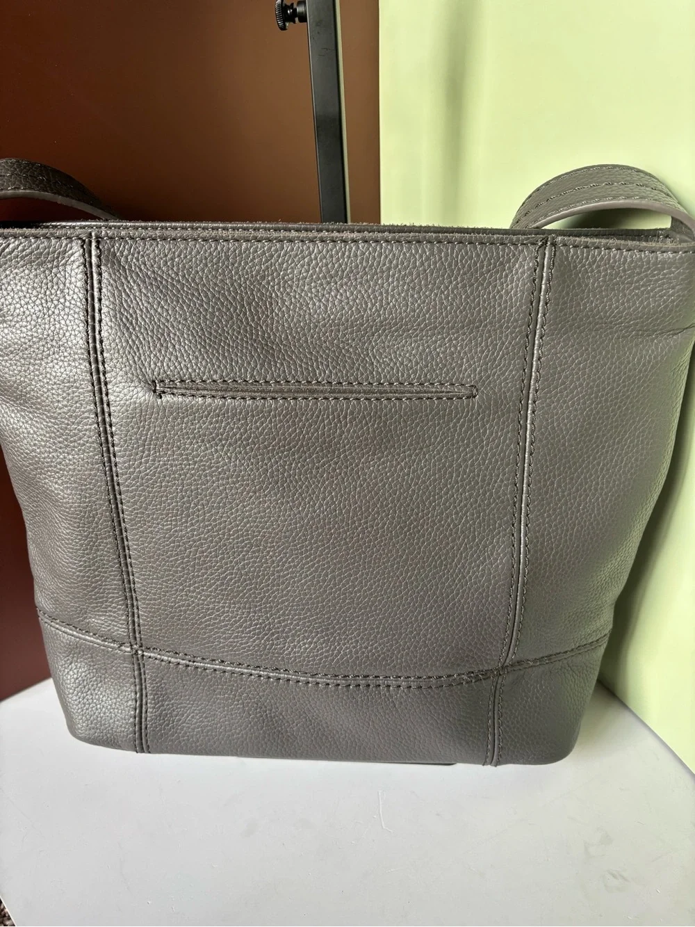 THE SAK Charcoal Pebbled Leather Hobo Shoulder Bag EUC